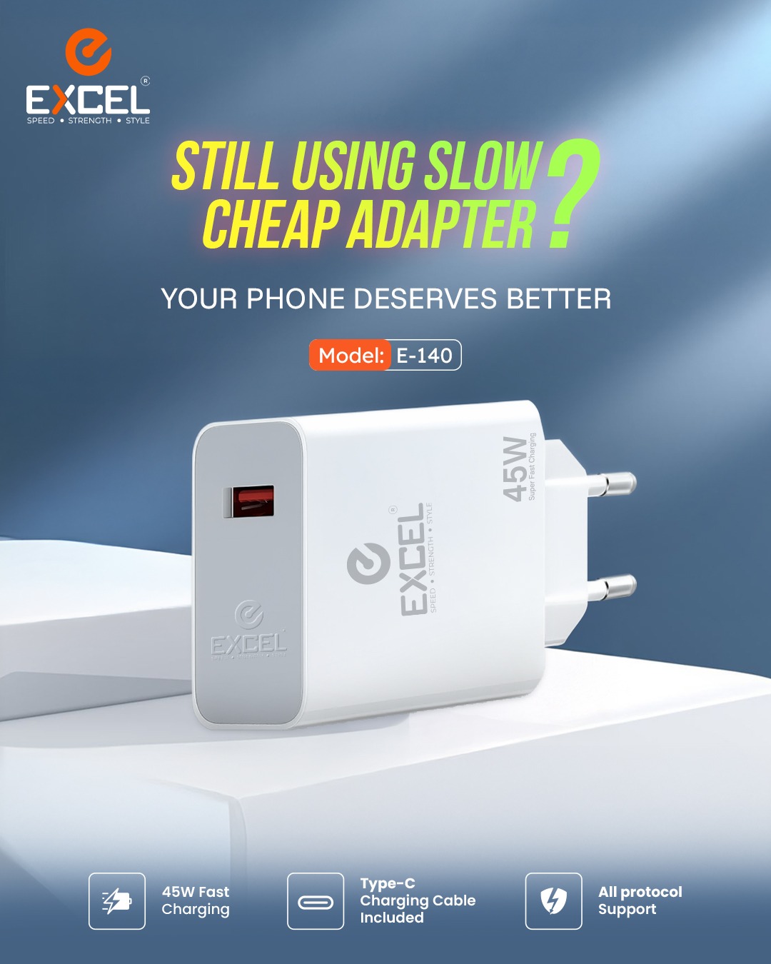 WhatsApp-Image-2025-12-18-at-12.57.25-PM-1 Excel E-140 45W Super Vooc Fast Charger Adapter with Type-C Cable - Image 1